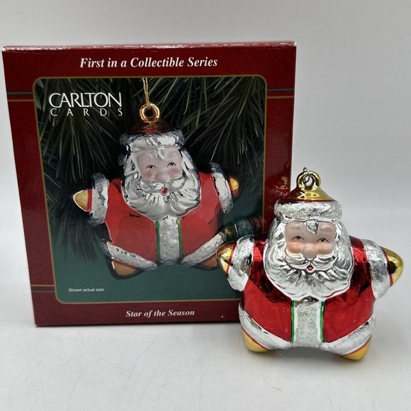 Vtg 1999 Carlton Cards Ornament STAR OF THE‎ SEASON - Santa 1st in Series - Picture 1 of 7